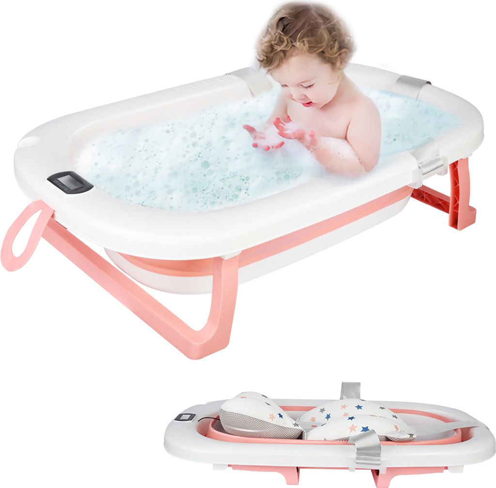 Baby Badewanne Faltbar mit Thermometer und Kissen Produktbild 