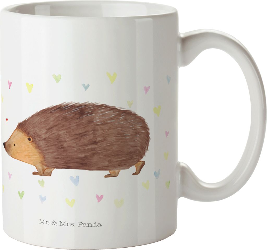 Mr. & Mrs. Panda Pott Igel Herzen - Weiß - Geschenk, Teetasse, Kaffeebecher, Keramiktasse, Liebe, Becher, Leben, Teepott, Herz, Kuss, Tasse, Lusti...