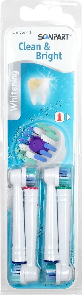 Scanpart Clean & Bright Aufsteckbürsten, 4 Stück, Whitening Nr. 33.040.000.11 passend für Oral-B