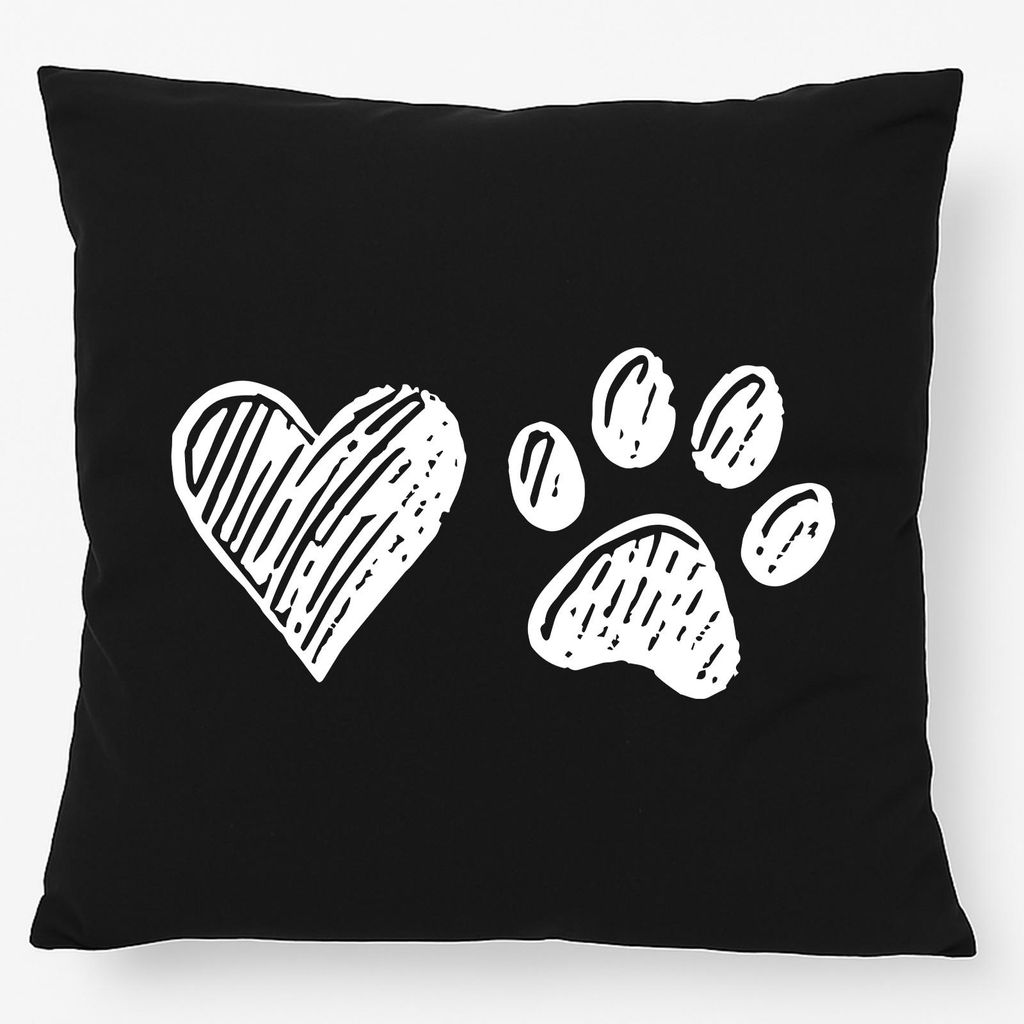 Huuraa Kissen Herz Tapse 40x40cm mit Füllung Black Baumwolle Dekokissen Geschenkidee