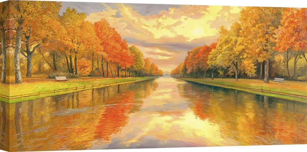 Tableau paysage relaxant pour salon toile forêt et rivière 120x60 cm