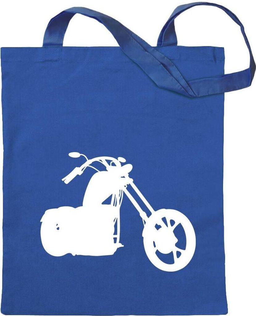 Kiwistar - Baumwolltasche - royalblau - Chopper - Motorrad - Bike - Tragetasche Stoffbeutel Umhängetasche langer Henkel
