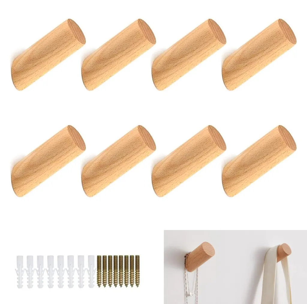 Supports muraux en bois pour écharpes et sacs à dos lot de 8 vis