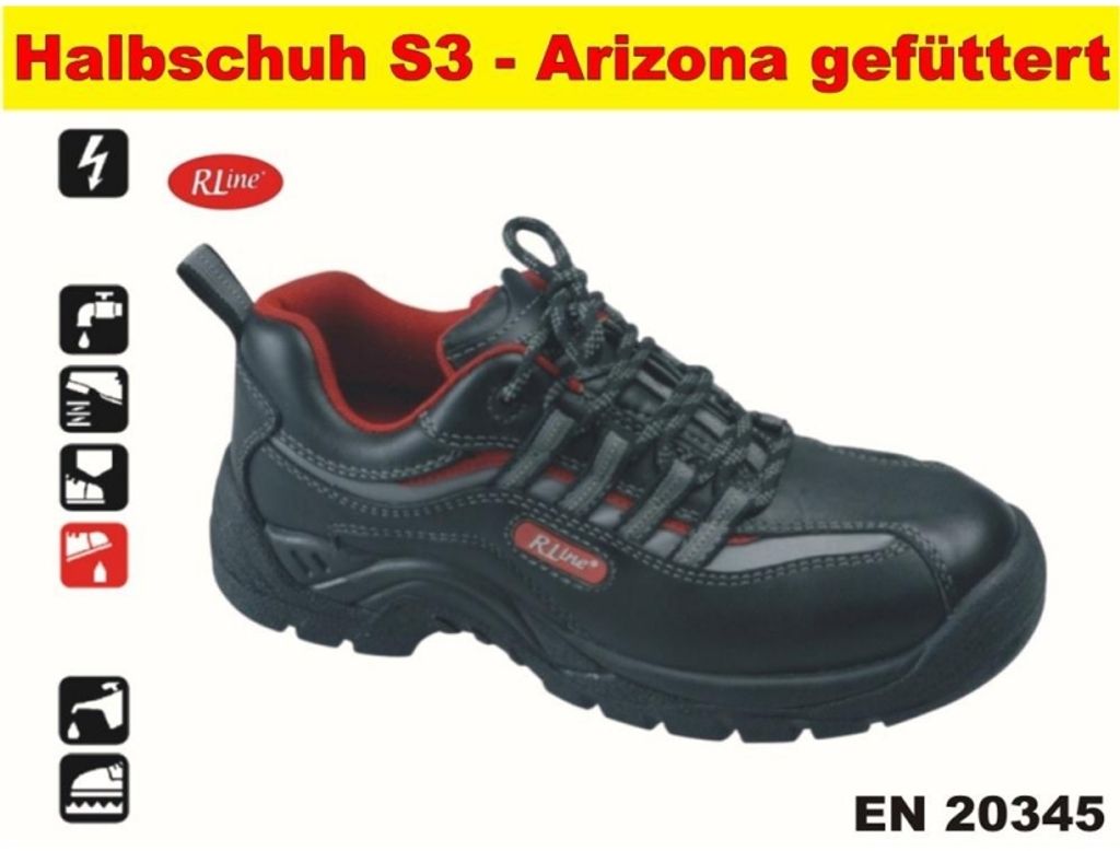 Halbschuh RLine Sicherheitsschuh gefüttert S3 Arizona Größe Produktbild 