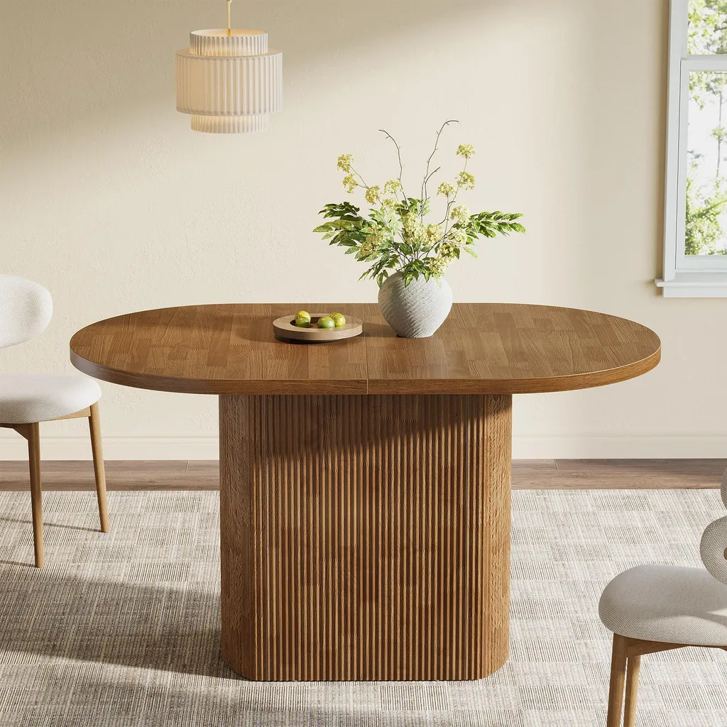 Tavolo Rotondo 120cm Tribesigns | Legno Rustico per Piccoli Spazi