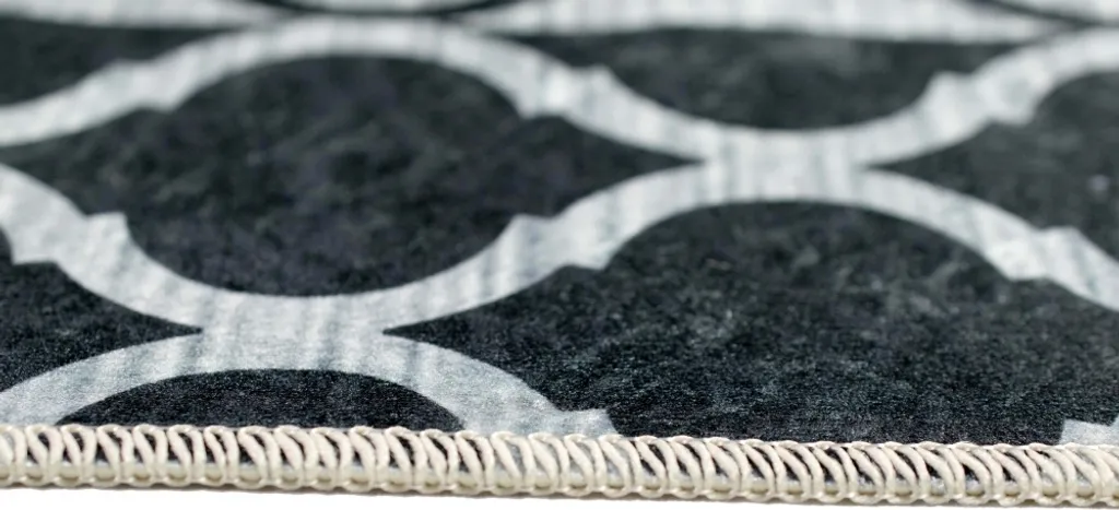 Tapis ethnique lavable noir et gris 80x150 - Texture douce et durable - 4