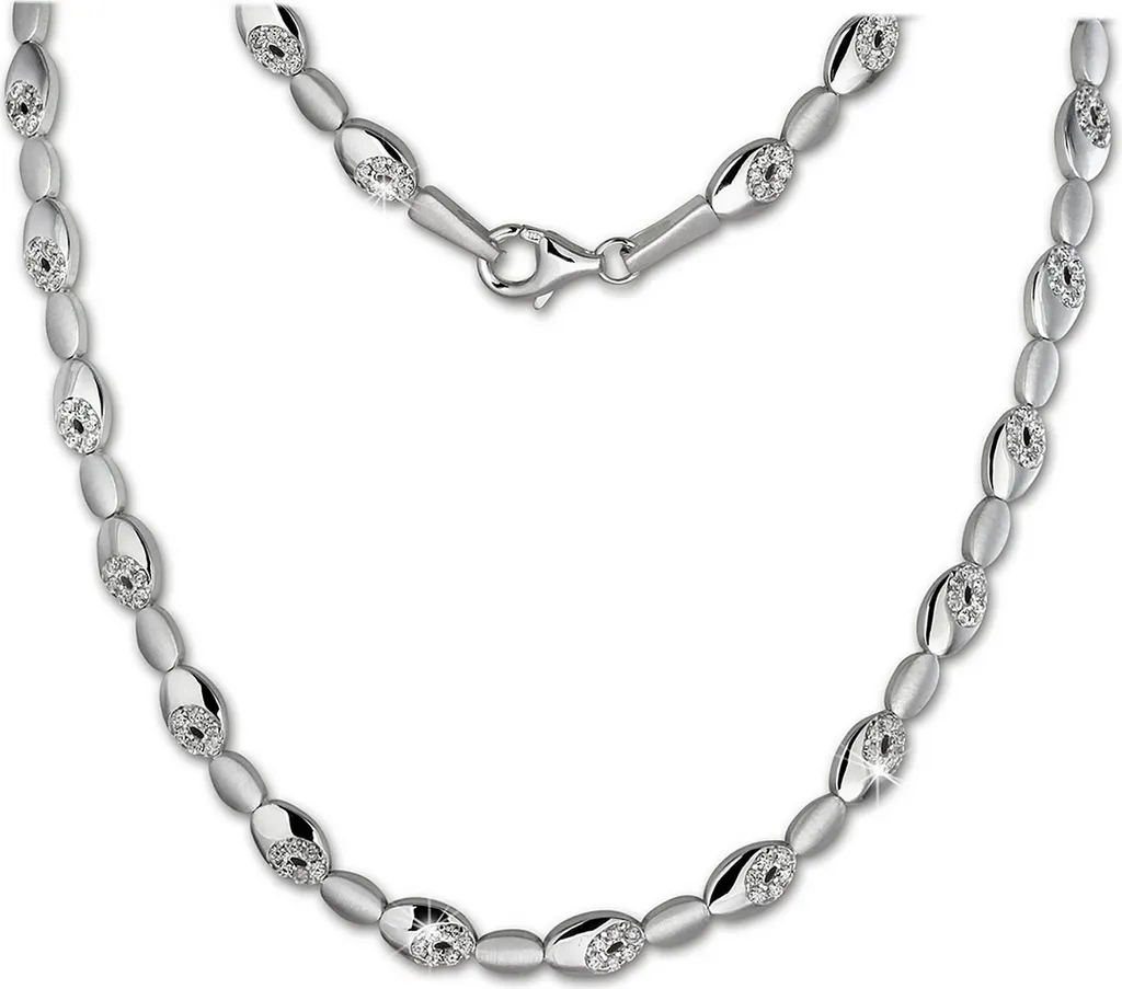 Collier en argent pour femme avec pendentif ovale blanc SilberDream