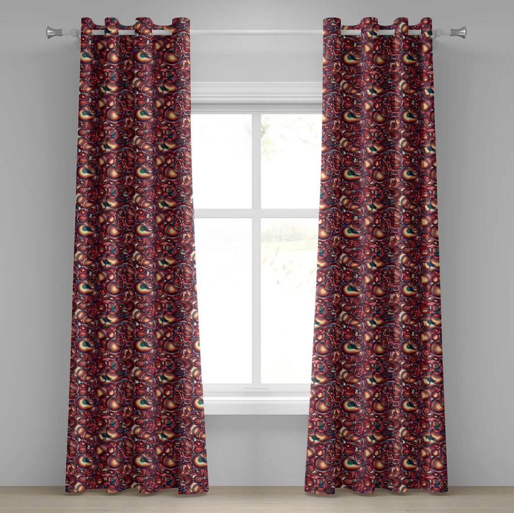 Rideaux de salon ethniques 280x245 cm pour ambiance chaleureuse