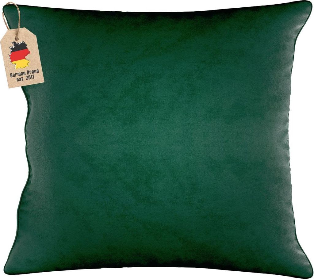 Intirilife 2x dekorative Kissenbezüge aus Samt 40x40 cm in Grün - Für Wohnzimmer Schlafzimmer Sofa Bett Büro Cafeteria oder Wartezimmer
