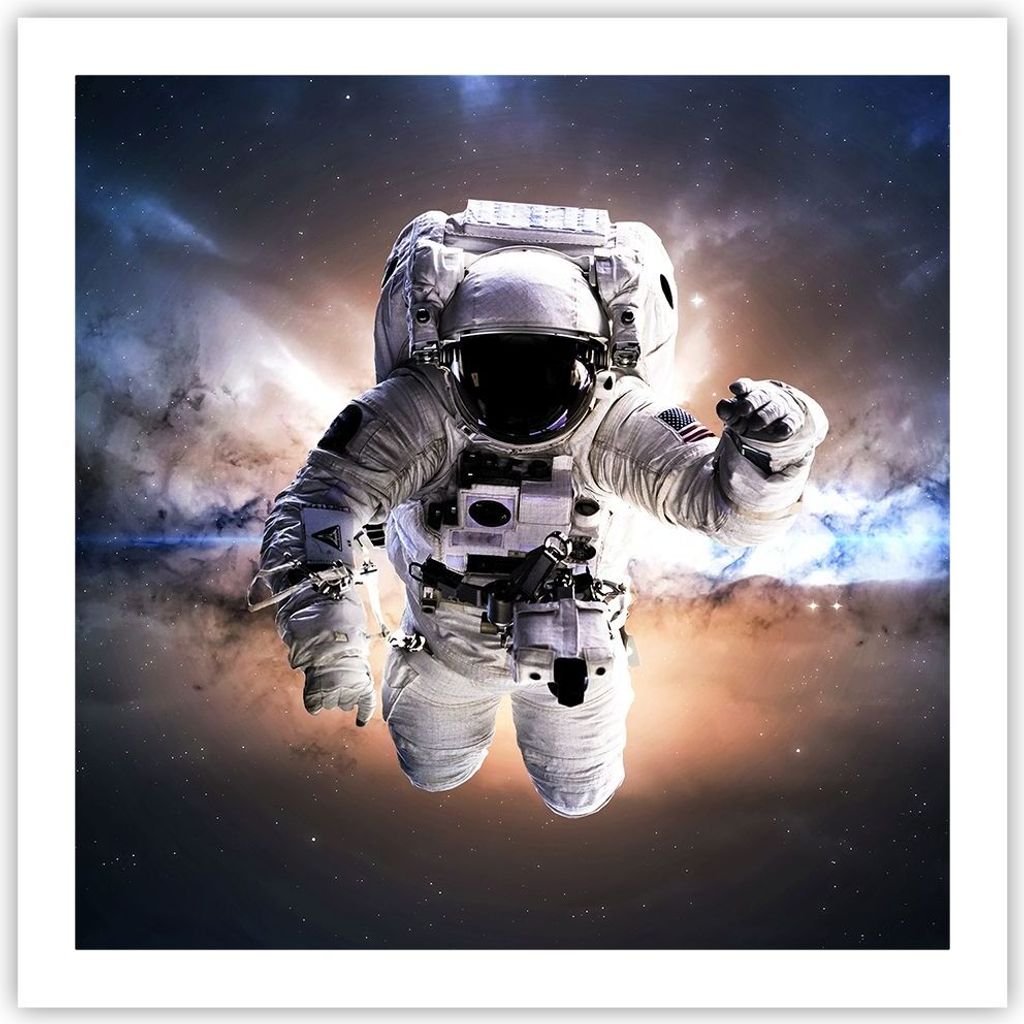 Poster - Poster ohne Rahmen - Astronaut Erde Raum - 60x60 cm - Wand Bild - Wanddeko - Wandbilder - Kunstposter - Wandposter - Bilder - Kunstdruck -...