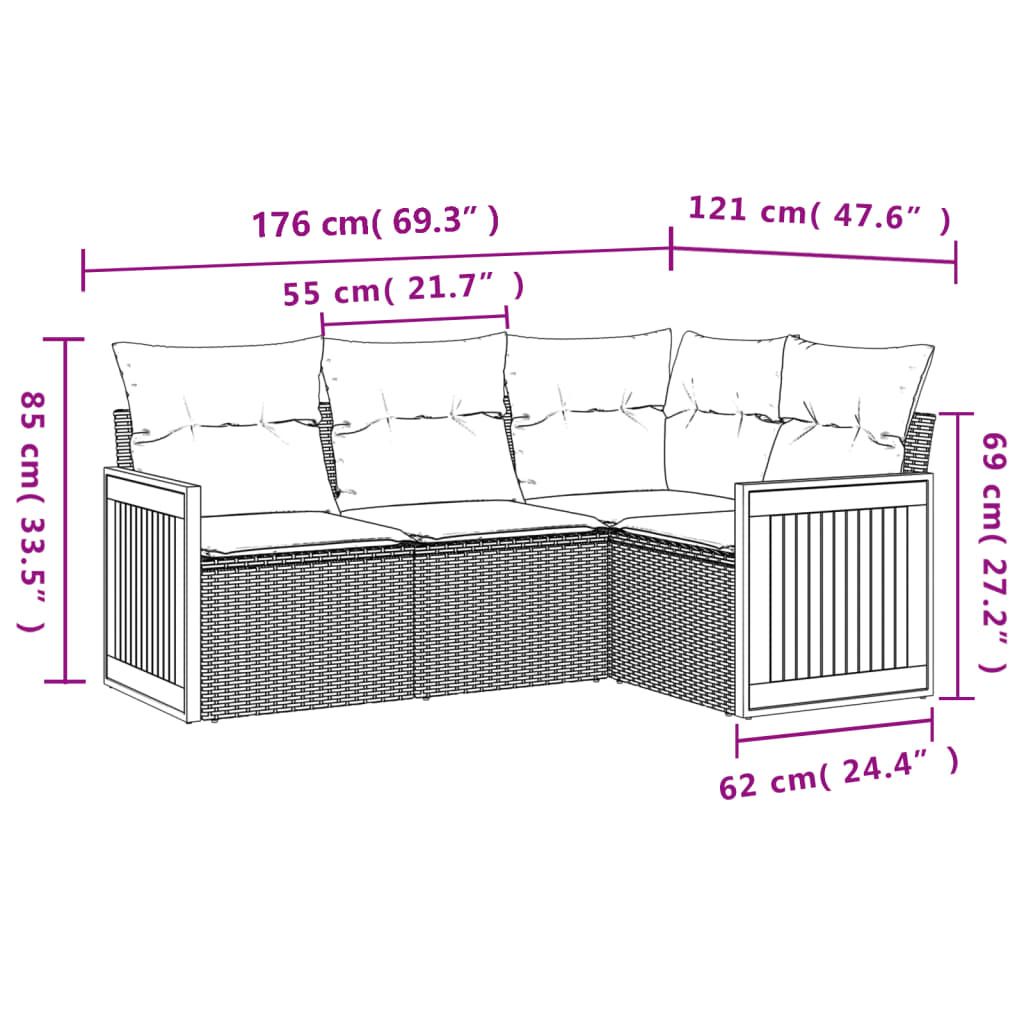 "Winter Sale" Sitzgruppe Gartenmöbel Garten-Garnitur - Schwarz 5-tlg. Garten-Sofagarnitur mit Kissen Schwarz Poly Rattan DE8083836