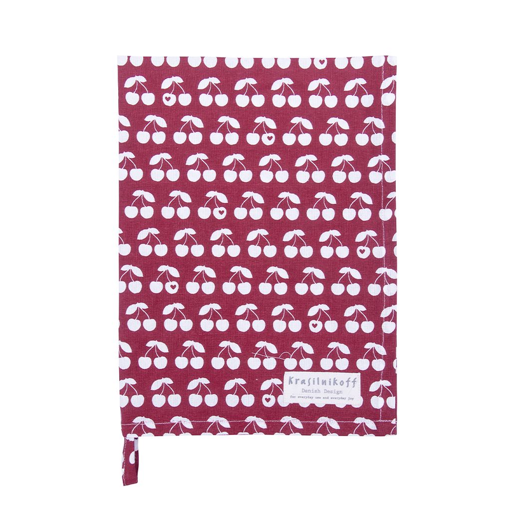 Krasilnikoff Geschirrtuch KW11607 - Cherries/Kirschen, Scarlet red/Rot ...