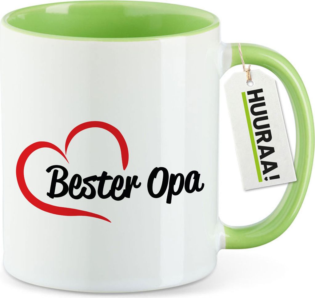 Huuraa Kaffeetasse Bester Opa Herz 330ml Grün Keramik Kaffeebecher Geschenkidee