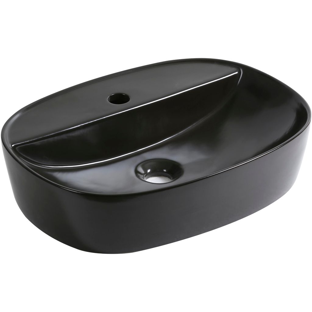 Kerra Keramik Waschbecken KR-860 schwarz halbmatt ovales mit Ablage