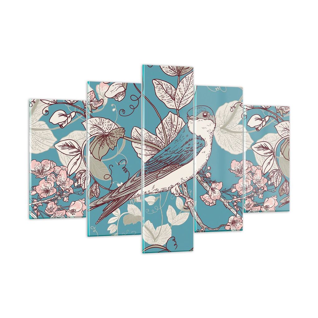 Bilder auf glas - Vogel Baum modern - 150x100cm - Glasbilder - Wandbilder - Kunstdruck - zum Aufhängen bereit - Wanddekoration aus Glas - Glas Bil...