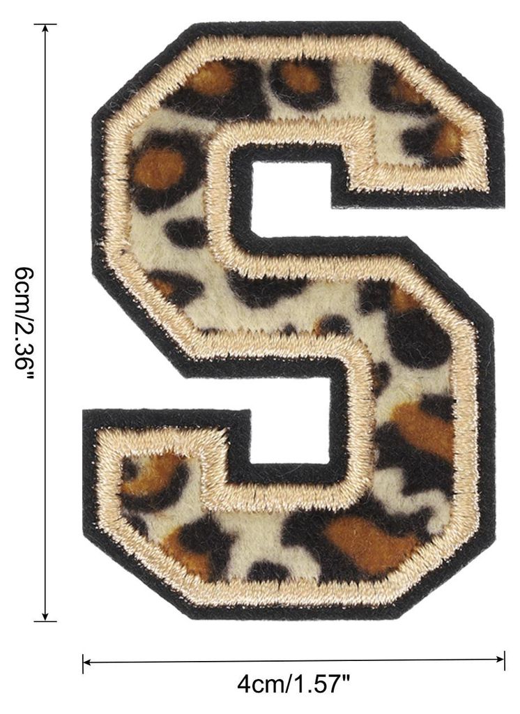3 Stš¹ck Buchstaben zum Aufbš¹geln, 6 cm Leopard Selbstklebende Chenille Buchstaben S mit schwarzem Rand,Gestickter Patch zum Aufbš¹geln fš...