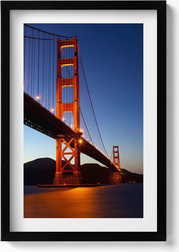 Golden Gate Bridge– Wandbild mit Rahmen – Gerahmtes Bild – Wanddekoration – 40x60 cm – Schwarz