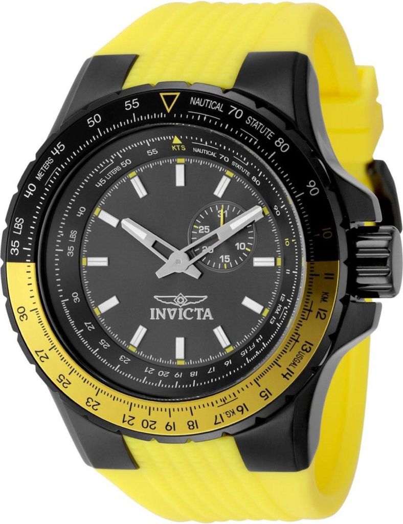 Invicta Aviator 49723 Herren uhr - Wasserdicht - Analog - Quarzuhrwerk - Edelstahl mit grauen zifferblat - 50mm