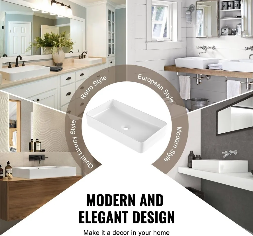 Lavandino Bagno Appoggio Bianco 60cm - Ceramica Facile Pulizia 609x351 - 5