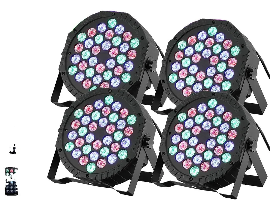 Par LED de Scène Multicolore Lot de 4 avec Contrôle DMX et Prise UE