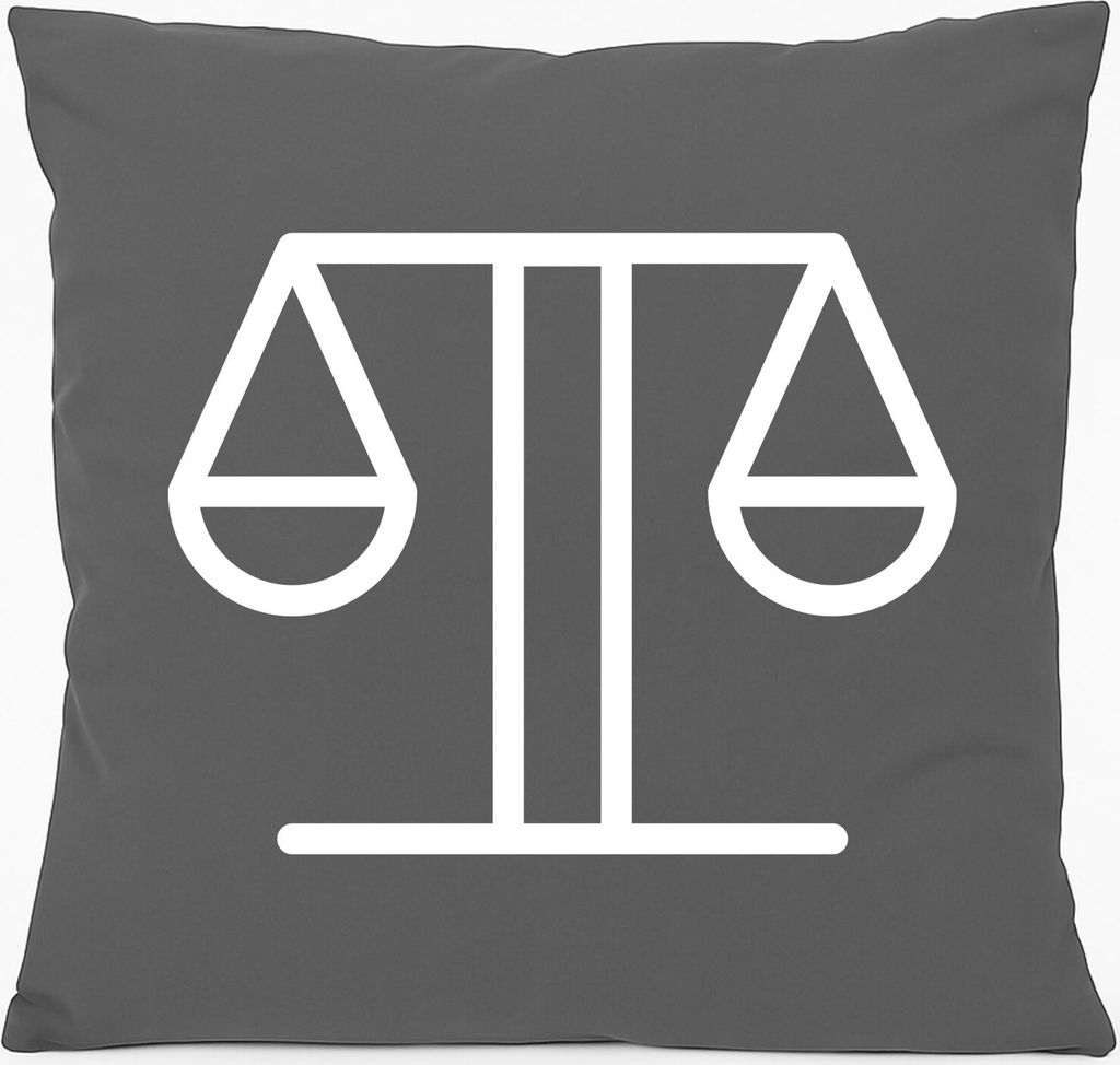 Huuraa Kissen Waage Sternzeichen Symbol 40x40cm mit Füllung Steel Grey Baumwolle Dekokissen Geschenkidee