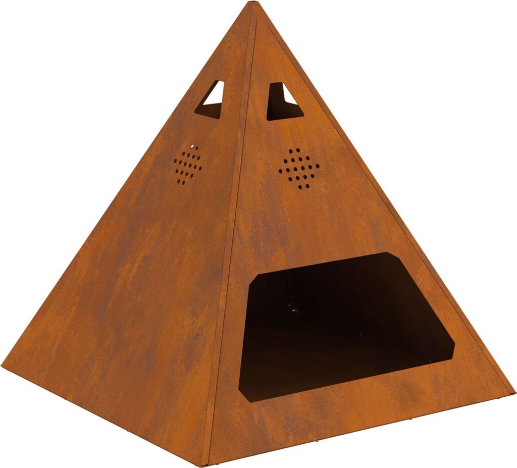 Möbel Feuerstelle Pyramide 50x50x51 cm Cortenstahl - Feuerkörbe & -schalen 858953