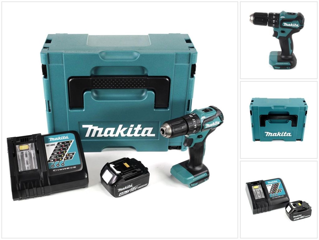 Makita DHP 483 RM1J Akku Schlagbohrschrauber 18V 40Nm im Produktbild 