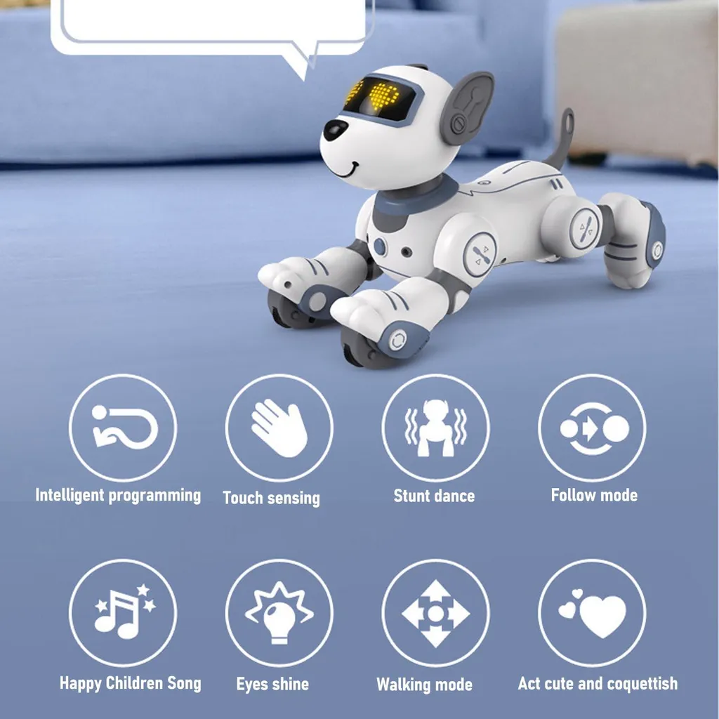 Robot Chien Tactile et Dansant avec Programmation et Marche Intelligente
