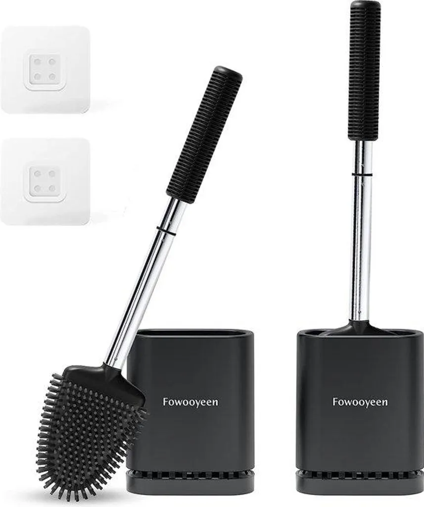 Brosse de toilettes noire en silicone manche inox pour hygiène parfaite