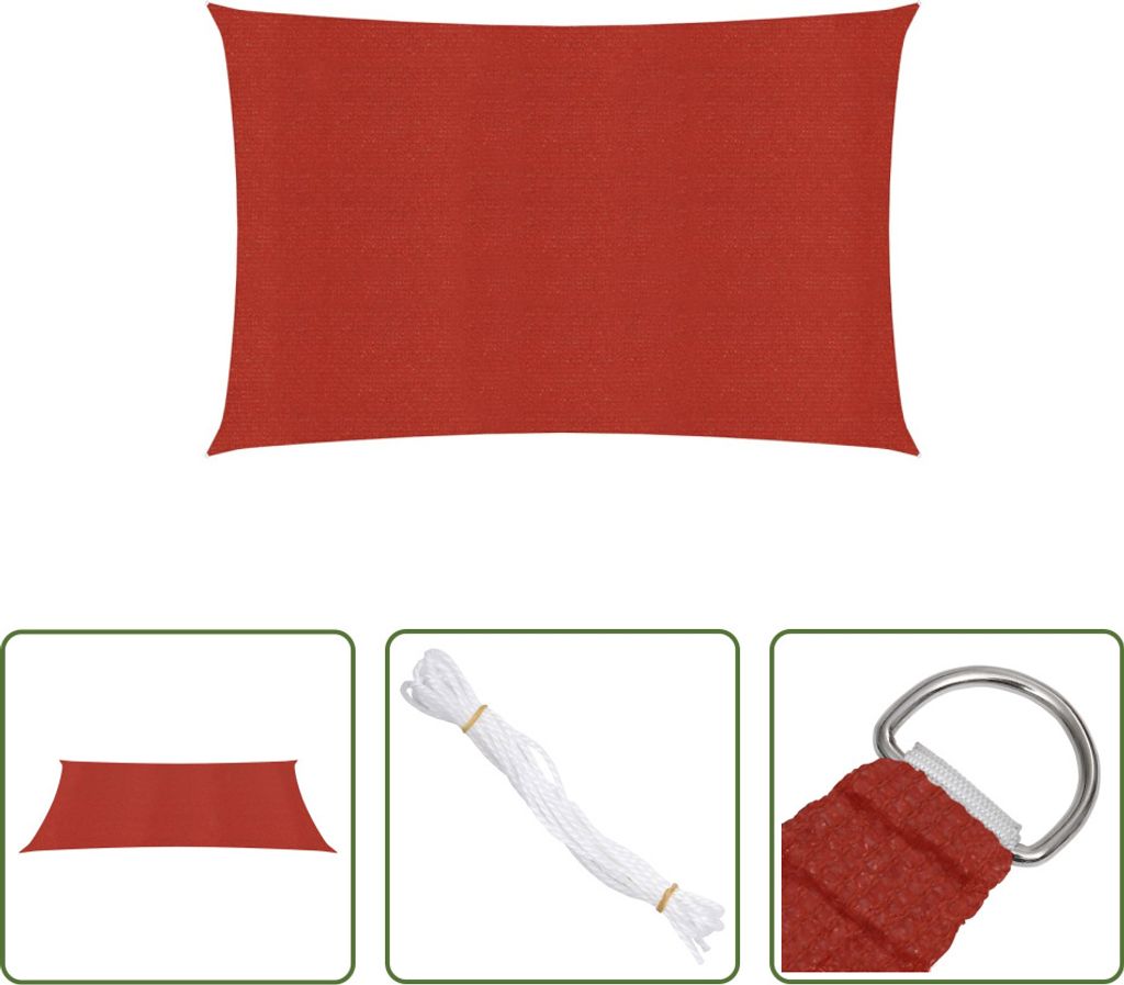 The Living Store Sonnensegel 160 g/m² Rot 2x3,5 m HDPE