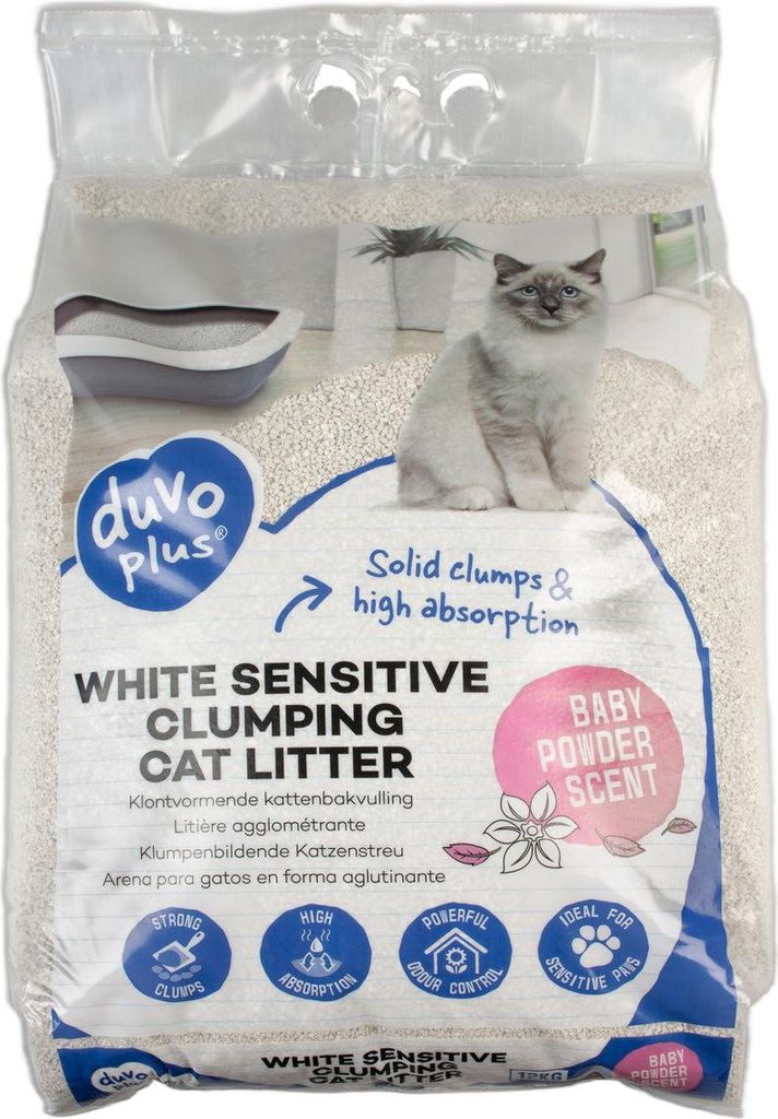 Duvo+ Katzenstreu White Sensitive Baby Powder 12 kg