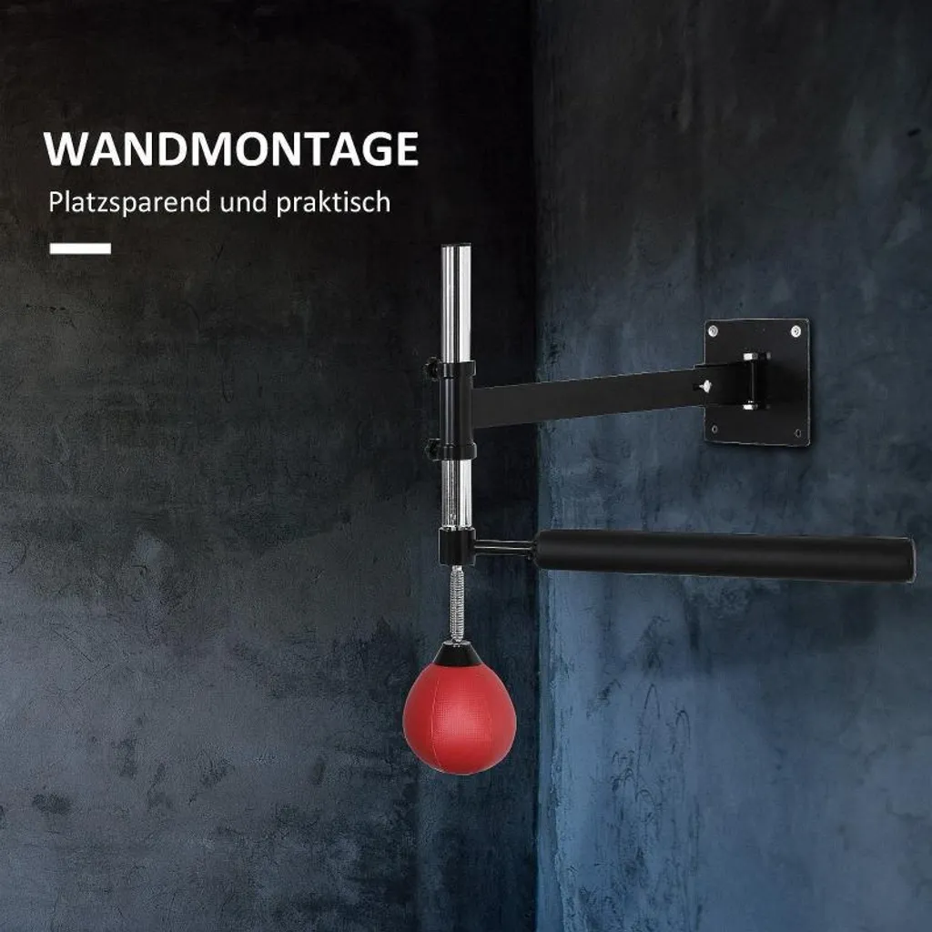 Support Boxe Mural Gain de Place Pliable avec Barre Réflexe Rouge