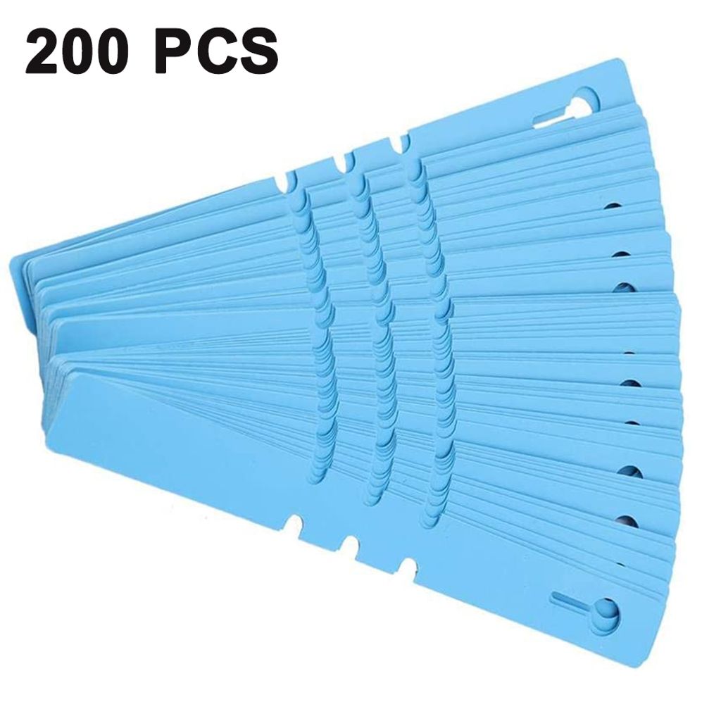 200 Stück Pflanzenstecker aus Kunststoff verstellbares Etikett Pflanzenetikett 2x21CM Pflanzenetikett PVC wasserdichte Ringhülse Blumenetikett(Blau)