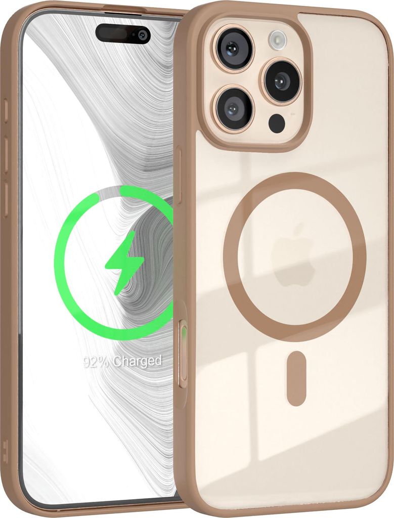 EAZY CASE Clear MagSafe Case für Apple iPhone 16 Pro Max, Qi-Charging, Silikon mit Kameraschutz, Bumper Case in