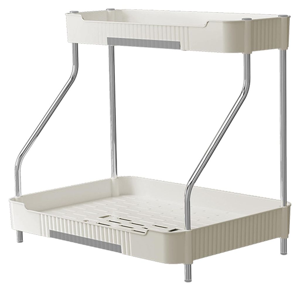 2-stöckiges Küchenregal mit Abtropfschalen, Ablage für Flaschen und Gläser, Küchen- und Badezimmer-Organizer