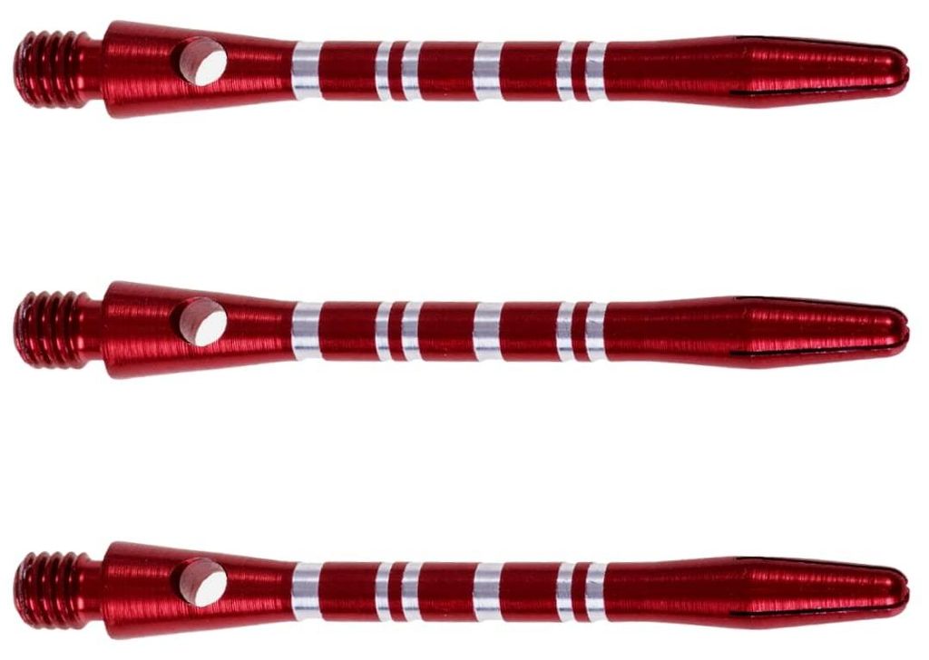 Karella Shaft Alu Stripe Medium Rot |extrem stabil und robust | 2BA-Kleingewinde | je Set 3 Stück schwarz | 45 mm, 2 g