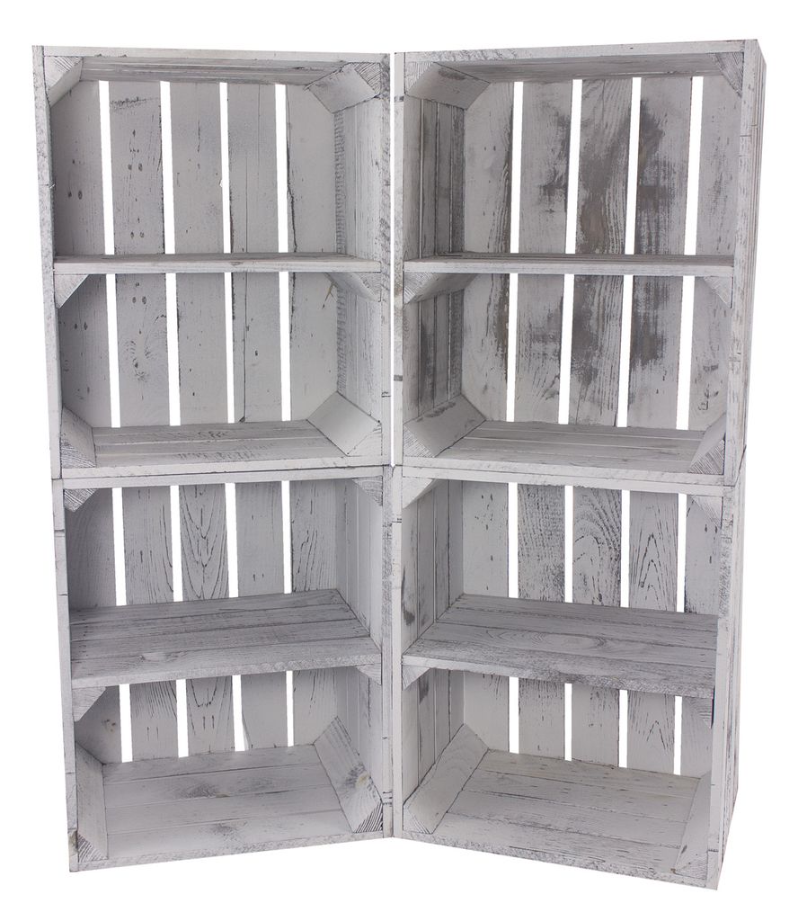 2x HOLZKISTE im Vintage Style, hochkant mit Regalbrett / NEU / 40x30x50cm / Regal & Dekoration