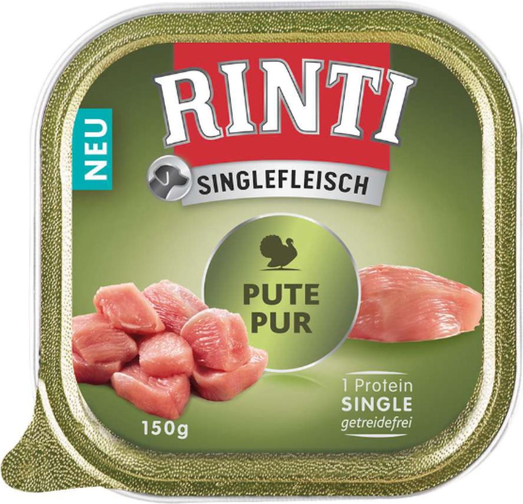 RINTI Singlefleisch Pute Pur 150 g, Adult, jede Rasse, Produktbild 