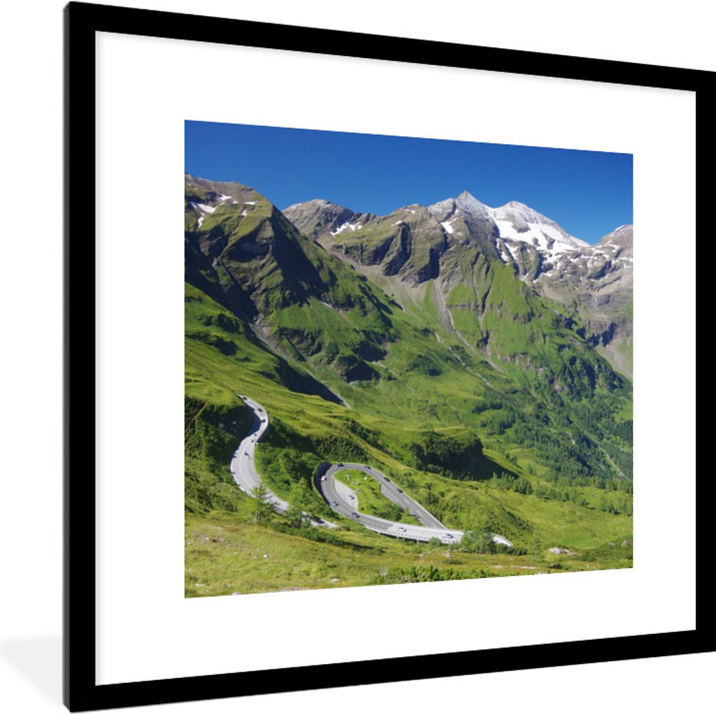 MuchoWow Gerahmtes Poster Die Großglocknerstraße durch die österreichischen Alpen 40x40 cm - Poster mit Schwarzem Bilderrahmen Wandposter Rahm...
