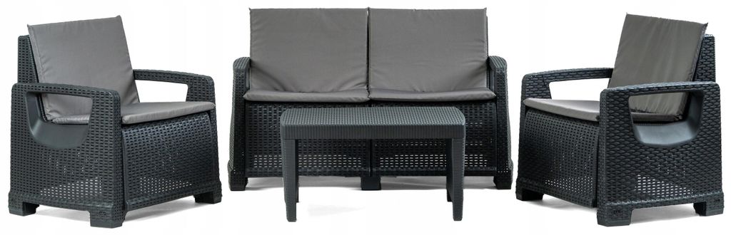 Gartenset PARADISO CORCIANO Sofa, Couchtisch + 2 Sessel Farbe Anthrazit
