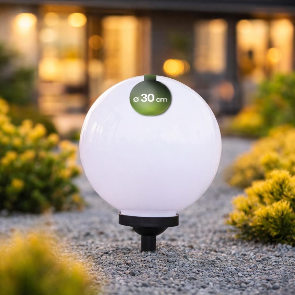 LUMILED Solarleuchte Garten Solarlampe mit Erdspieß LED Solarkugel für außen Kaltweiß 6500K Solar Gartenleuchte 30 cm Solar-LED-Wegeleuchten We...