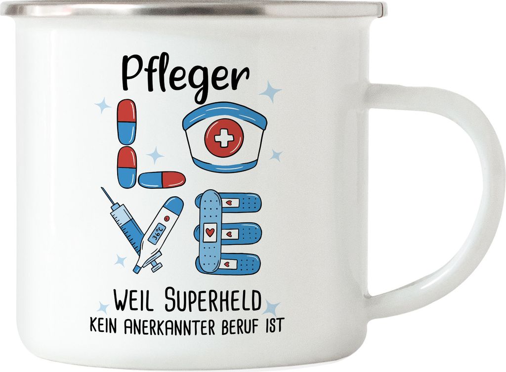Ich Bin Pfleger Weil Superheld Kein Anerkannter Job Ist Emaille Tasse Geschenk Danke Sagen