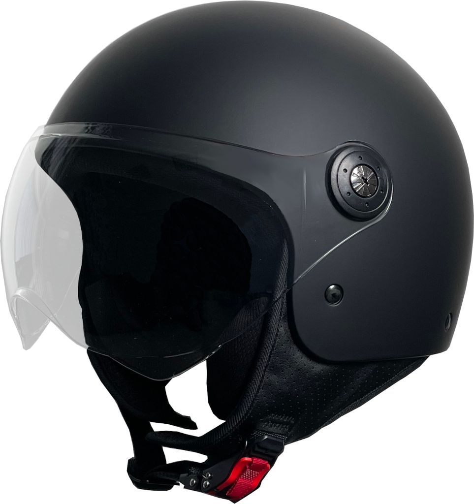 Jethelm 229 matt schwarz Größe L mit Visier Sturzhelm Rollerhelm Motorradhelm