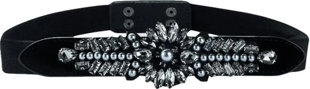 Cintura Rhinestone Nera Donna KP12651: Eleganza con Strass Brillanti