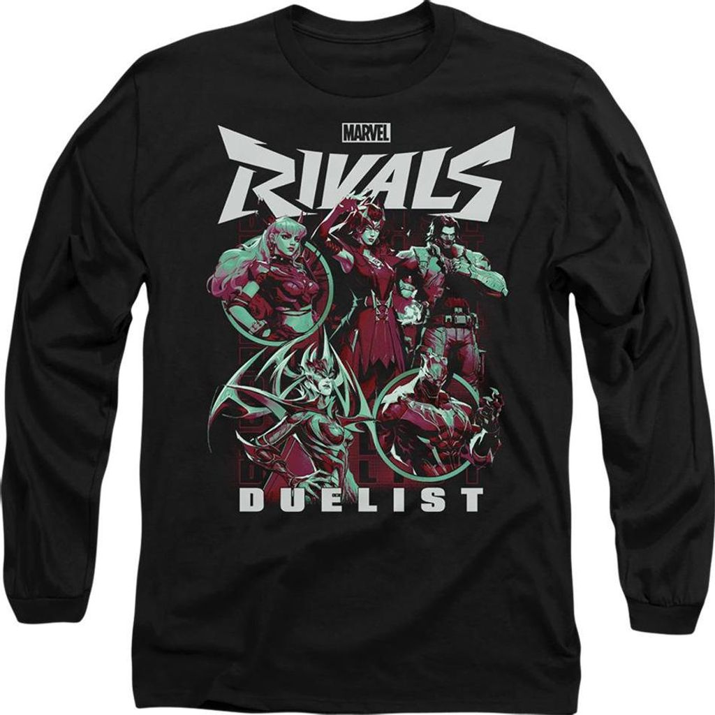 Marvel Rivals - "Duelist" T-Shirt für Herren/Damen Uni, Langärmlig TV21913 (L) (Schwarz)