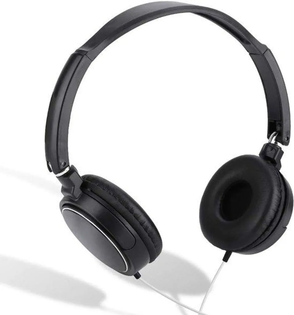 Casque noir avec son stéréo haute fidélité et fonction radio FM intégrée