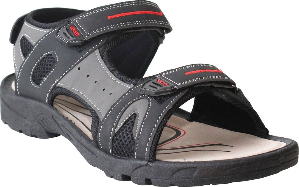 PDQ Herren Triple Touch Sport Sandalen DF802 (45,5 EU) (Schwarz/Grau)