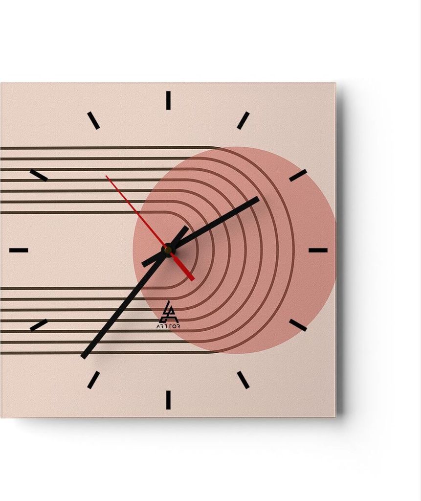 Wanduhr - Quadrat - Glasuhr - Abstraktion Minimalismus Kreide - 40x40cm - Schleichendes Uhrwerk - Lautlos - zum Aufhängen bereit - Dekoration Mode...