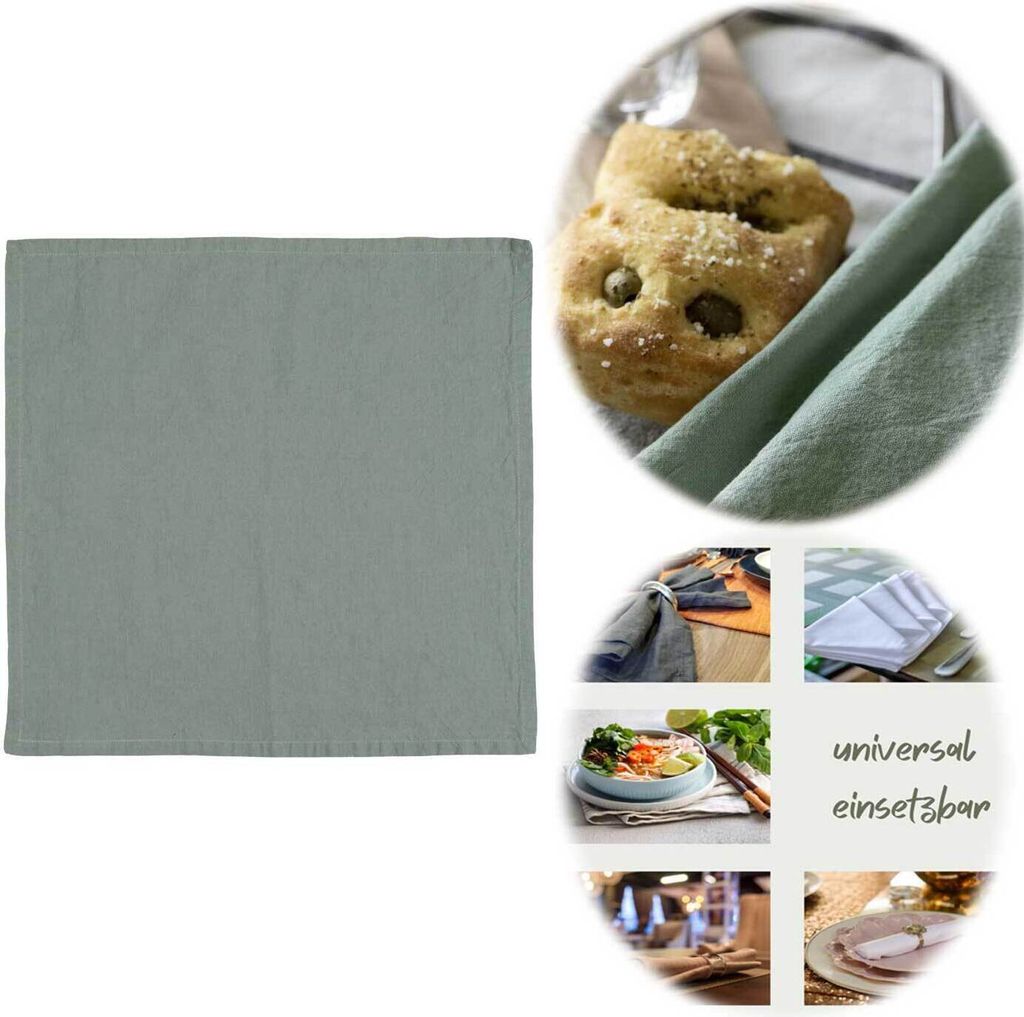 LS-LebenStil Vintage Stoffserviette 45x45cm Freja Mint Grün Vollzwirn Leinen Baumwolle