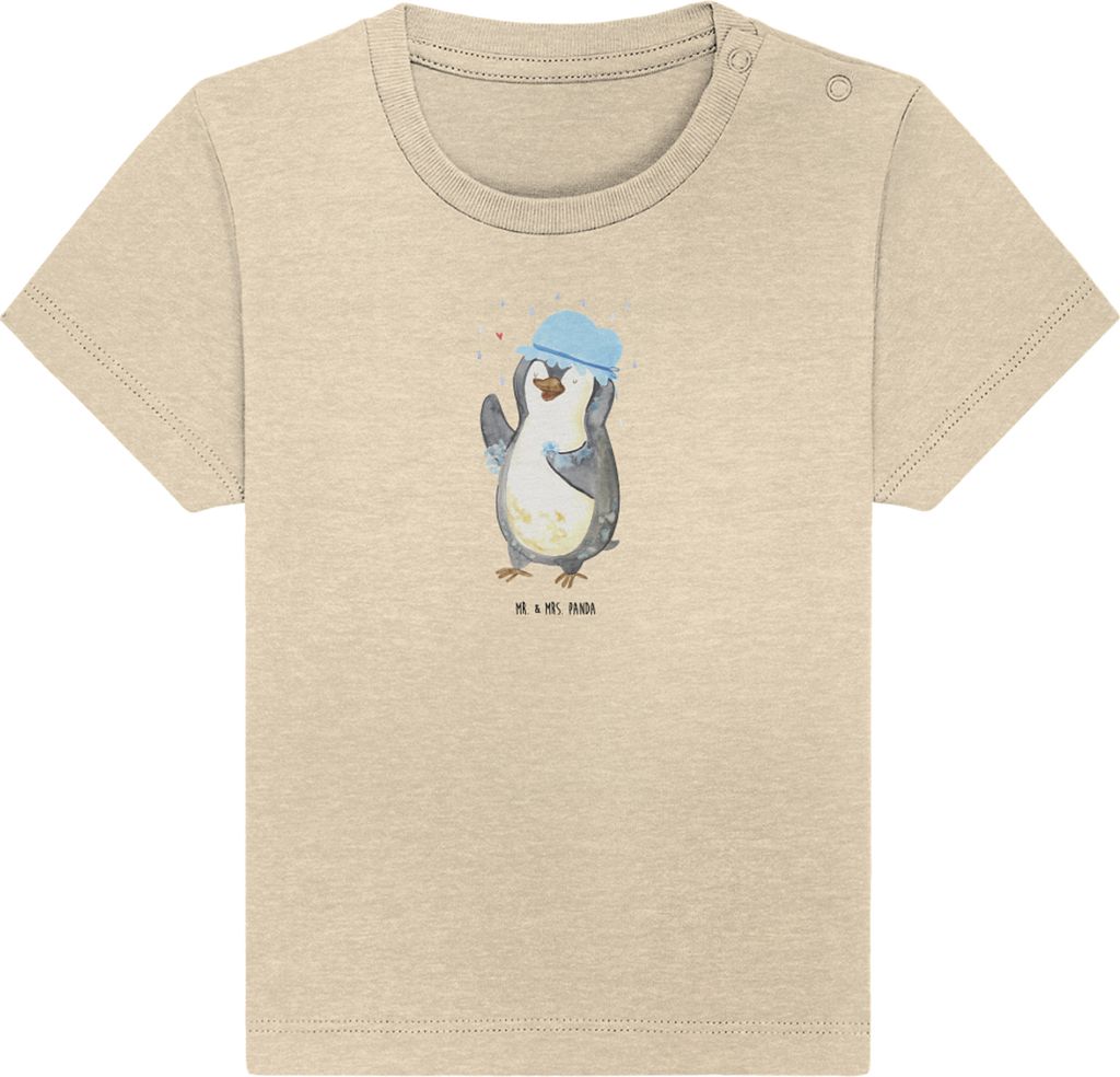 Mr. & Mrs. Panda T-Shirt Pinguin Duschen 12. - 18. Monat - Natural Raw - Geschenk, Dusche, Duschkonzert, Baumwolle Baby Shirt, Babyshirt, Singen, B...